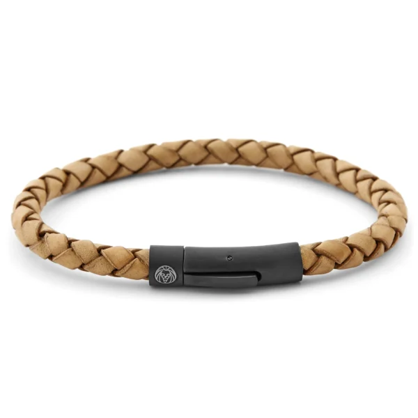 Pulsera de cuero marrón claro y negro