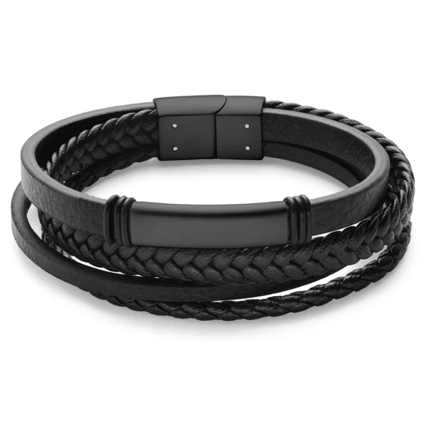 Brushed black stainless steel id bracelet